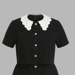 Tweed Collar Button Mini Dress Curve & Plus (Cider brand)